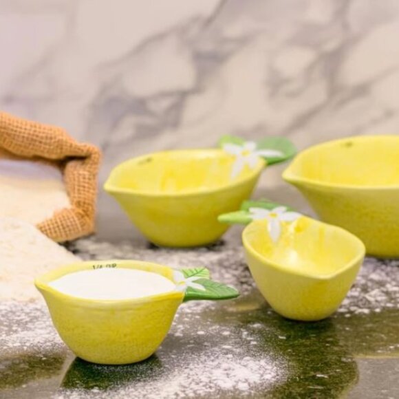 NWT TEN STRAWBERRY STREET 4pk Dolomite Lemon Measuring Cups - Picture 6 of 14